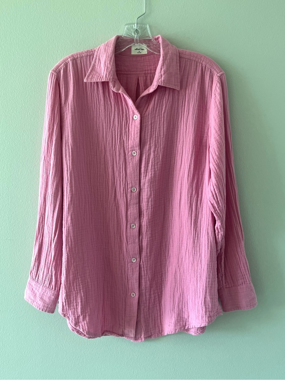 Aritzia Airplush Cotton Sail Shirt in pink